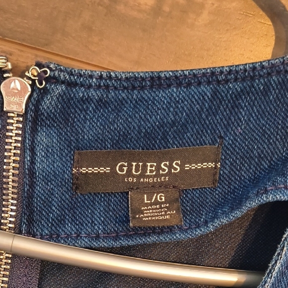 GUESS Denim Long Sleeve Bodycon Dress - Dark Wash - Size Large - Picture 5 of 10